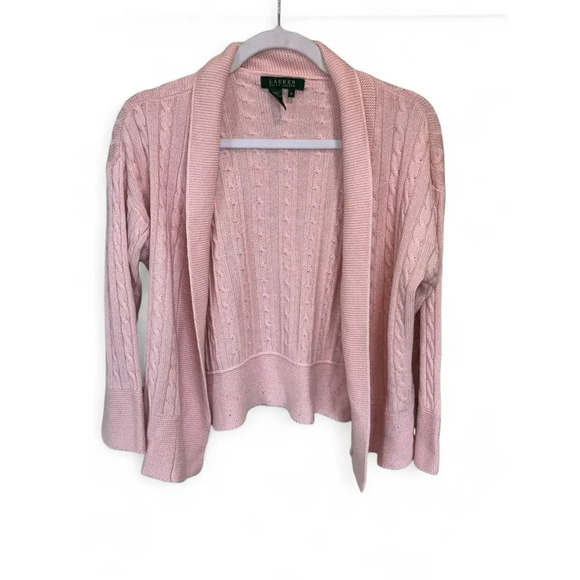 Ralph Lauren Women's Sweater Open Cardigan Size Medium Pink Silk/Cashmere - Picture 1 of 10